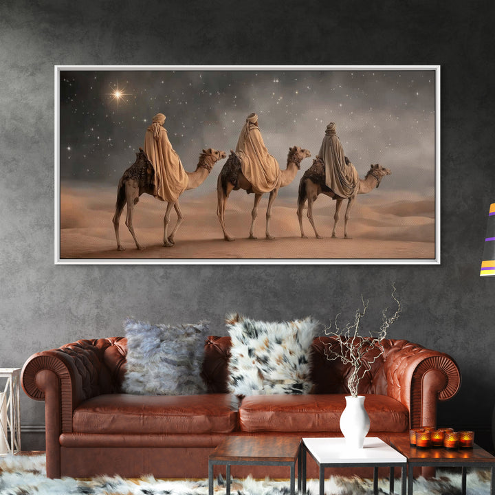 Night of Kings, Framed Canvas Print, Christian Christmas Art, Christian Wall Art, Christmas Canvas Wall Art, Moody Christmas Art, Christian