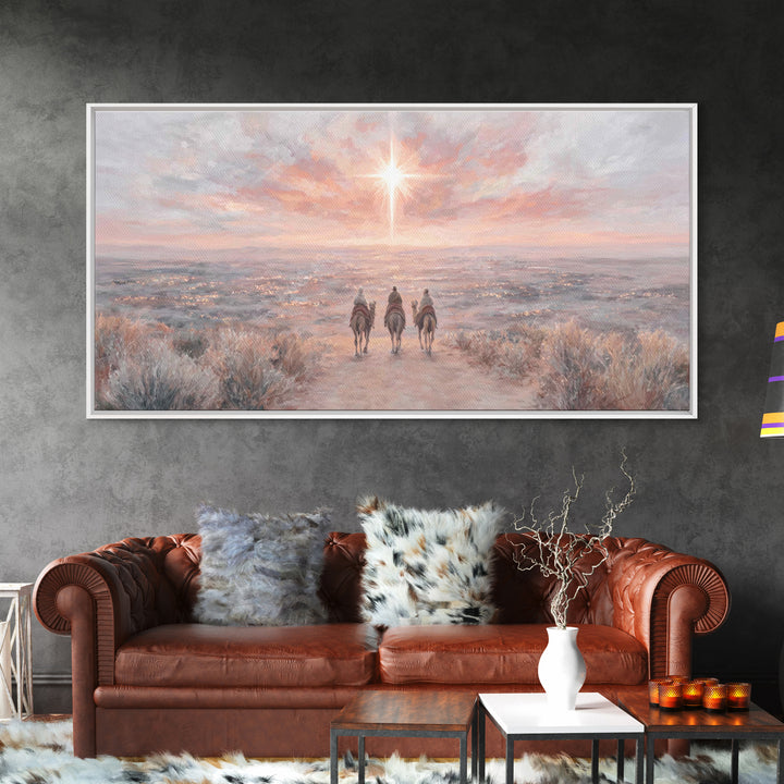 Radiant Star Path, Framed Canvas Print, Christian Art Canvas, Christmas Wall Art, Christian Christmas Decor, Modern Christian Art, Subtle C
