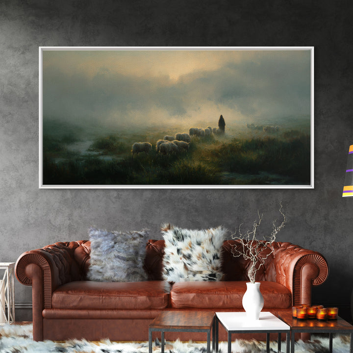 Quiet Pastures – Framed Canvas Print – Christian Wall Art – Jesus Painting – Christian Christmas Art – Christian Art Canvas – Christmas Wal