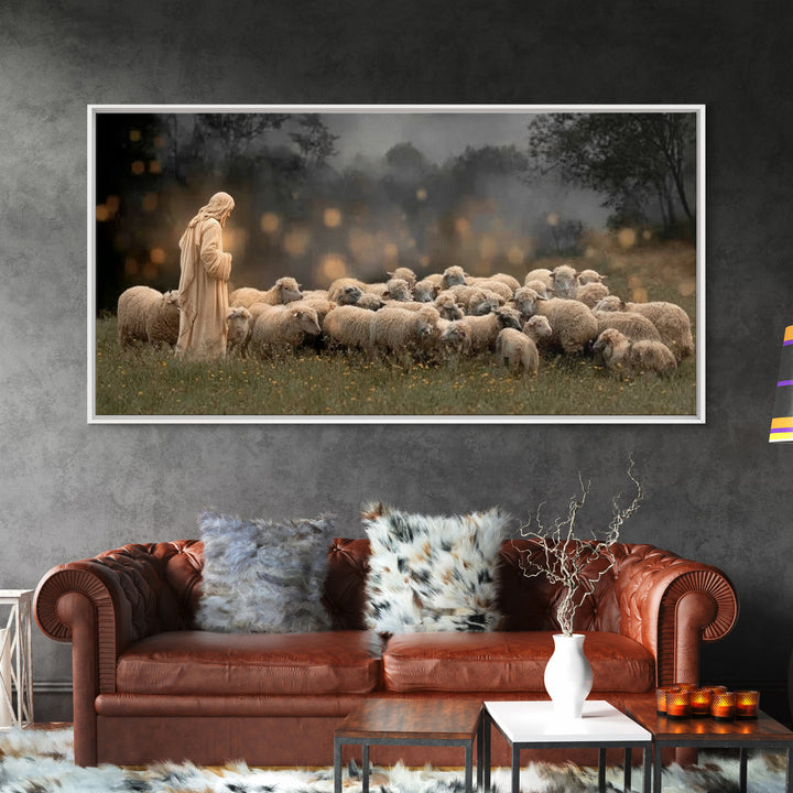 Shepherd’s Vigil – Framed Canvas Print – Jesus Painting – Christian Wall Art – Christian Christmas Art – Christian Art Canvas – Moody Chris