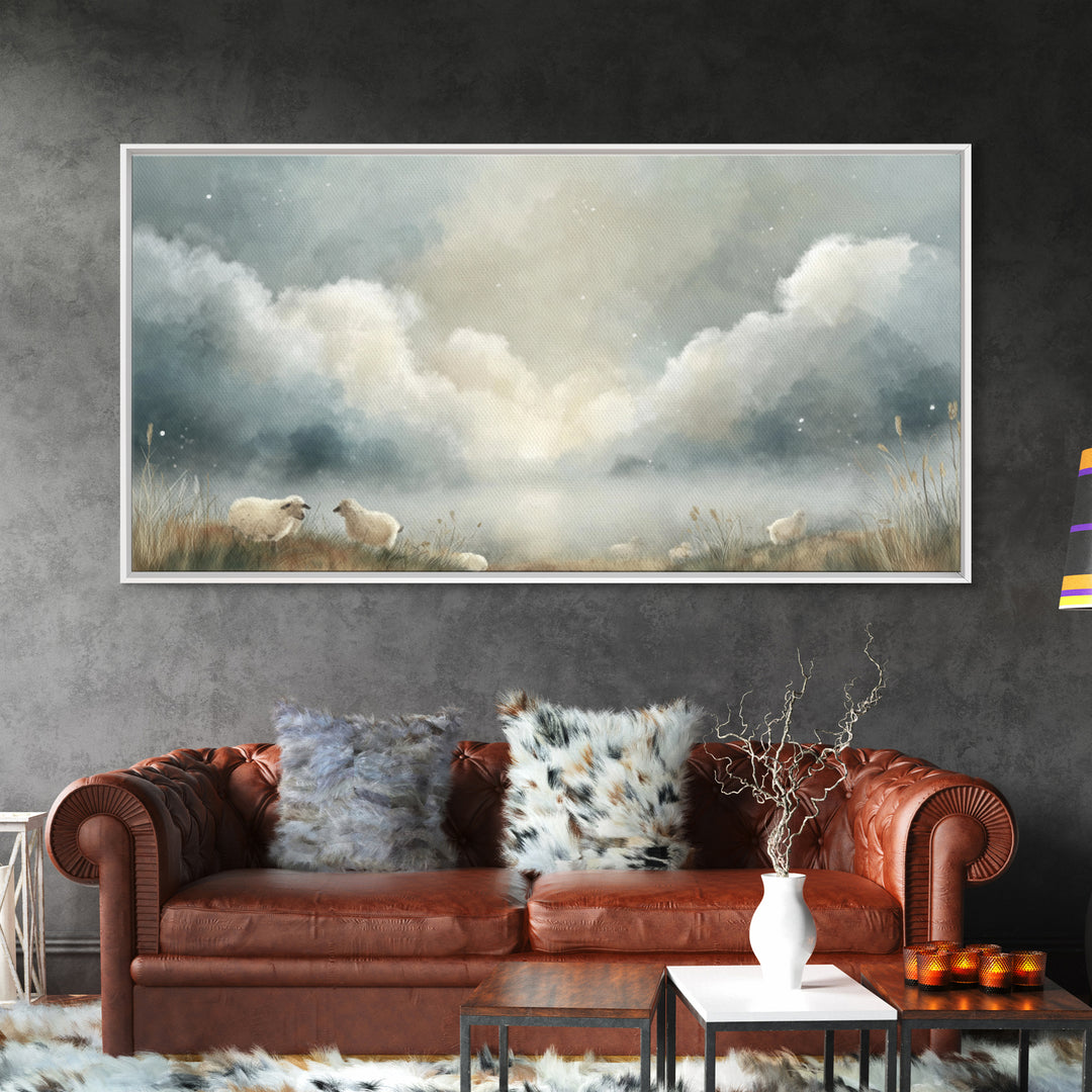 Silent Flock Light – Framed Canvas Print – Christian Wall Art – Christian Art Canvas – Christian Art – Subtle Christian Art – Christmas Art