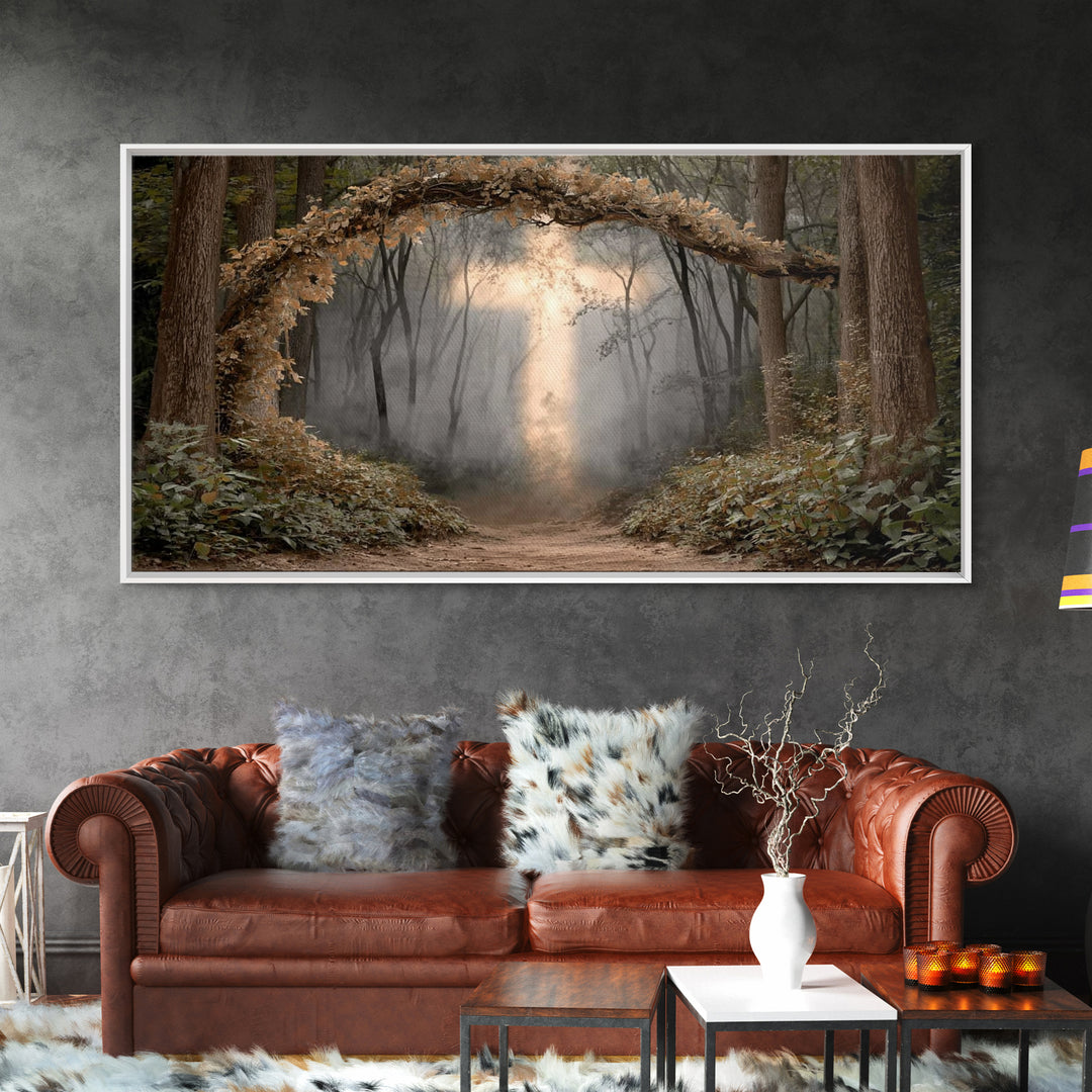 Forest Cross Glow – Framed Canvas Print – Christian Art Canvas – Christian Art – Christian Wall Art – Christian Decor – Christian Gift Idea