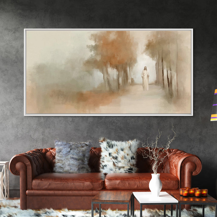 Gentle Shepherd Walk – Framed Canvas Print – Christian Art Print – Christmas Art – Jesus Painting – Christian Decor – Christian Wall Art