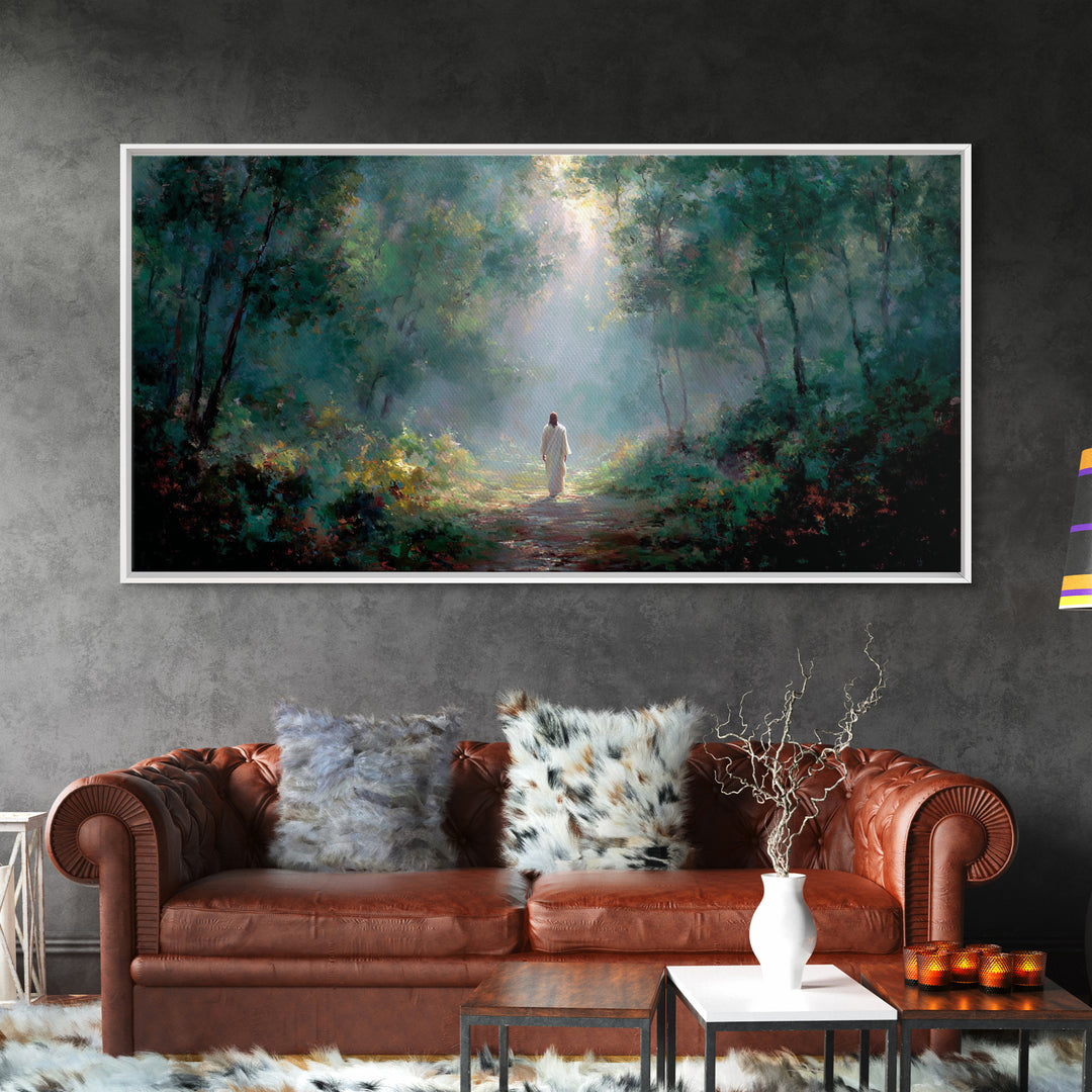 Sacred Morning Walk – Framed Canvas Print – Christmas Art – Christian Art Canvas – Christian Decor – Jesus Painting – Christian Wall Art
