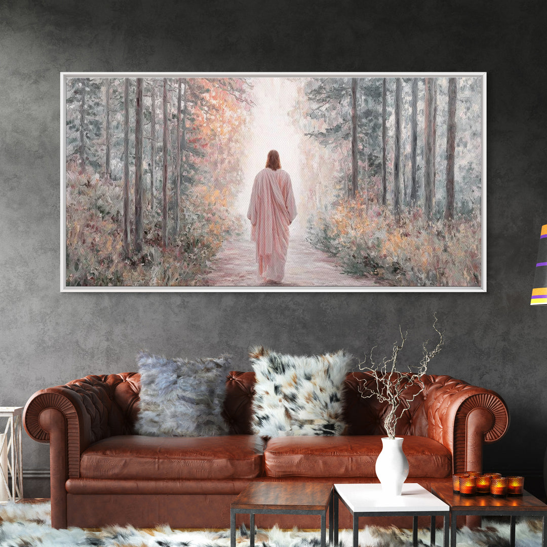 Forest Messiah Light – Framed Canvas Print – Jesus Painting – Christian Art Canvas – Christmas Wall Art – Christian Gift – Christian Art