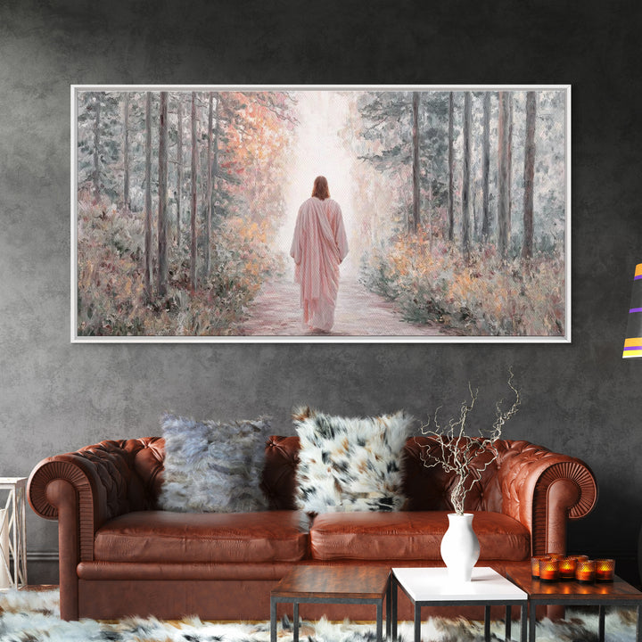 Forest Messiah Light – Framed Canvas Print – Jesus Painting – Christian Art Canvas – Christmas Wall Art – Christian Gift – Christian Art