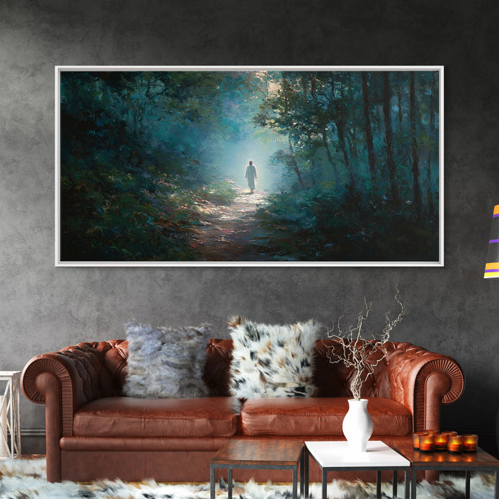 Light Of Redemption – Framed Canvas Print – Christian Wall Art – Jesus Painting – Christian Art Canvas – blue Christian art – Christian Art
