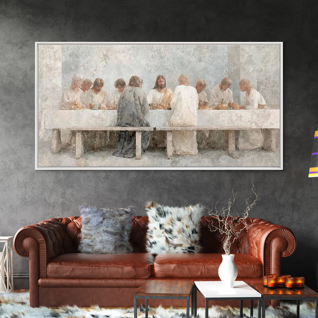 Sacred Supper Stillness – Framed Canvas Print – Christian Wall Art – Christian art canvas – vintage Christian art – Christian Art Print – J