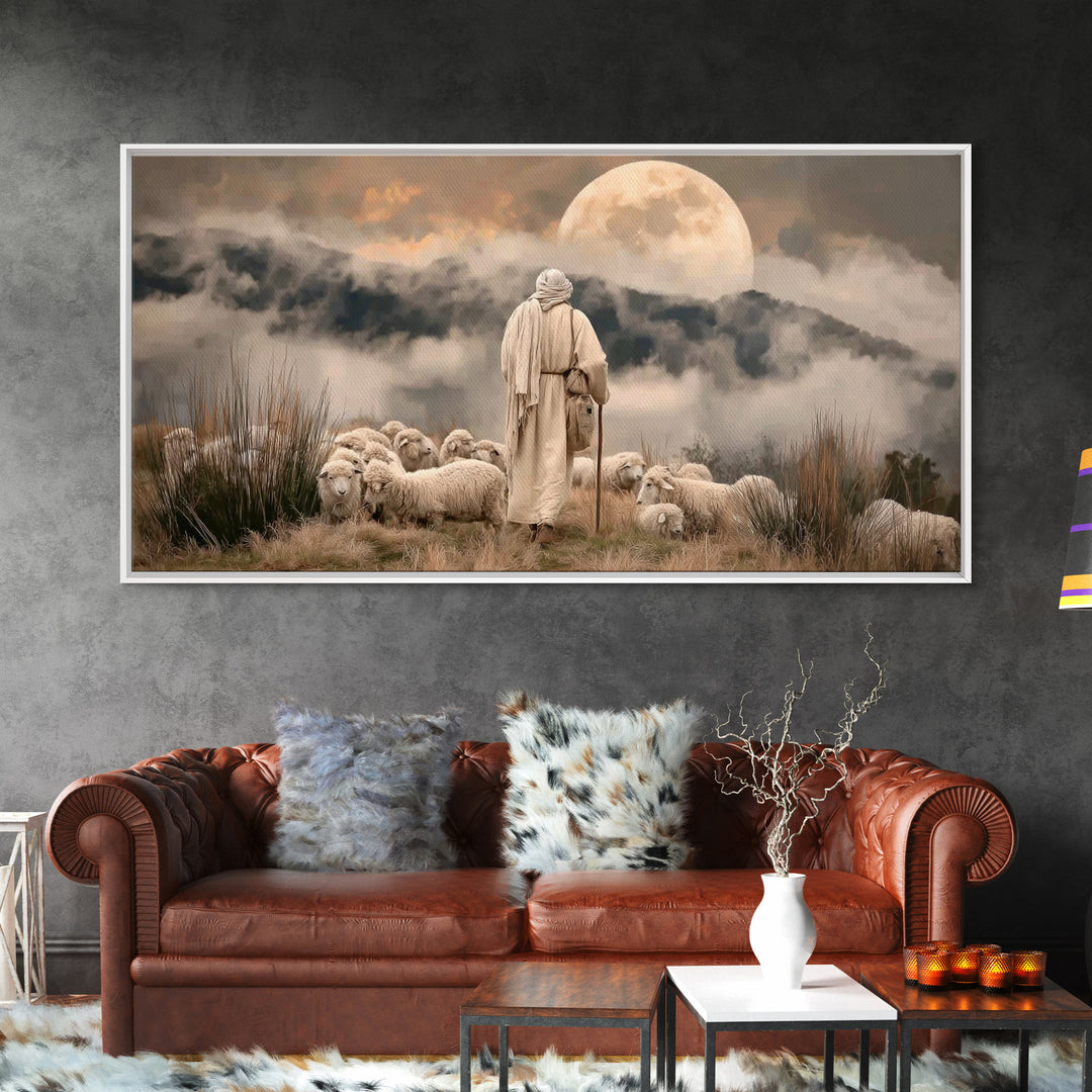 Shepherds Of Dawn – Framed Canvas Print – Christian Wall Art – Jesus Painting – Christian Art Canvas – Christmas Art – Christian Decor
