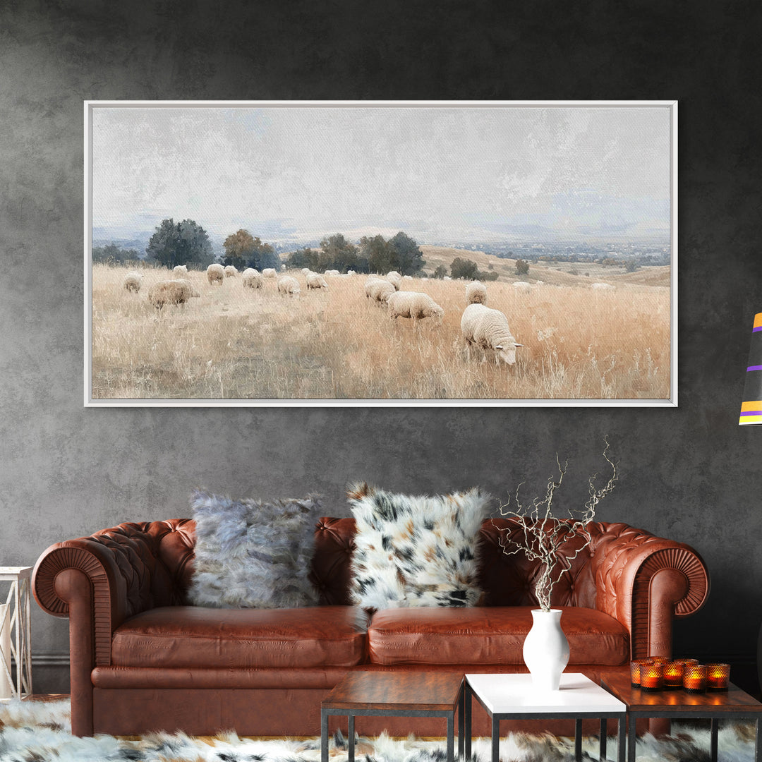 Pastoral Light, Framed Canvas Print, Christian Art Canvas, Jesus Painting, Christian Wall Art, Christmas Art, Christian Gift