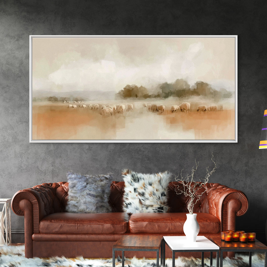 Quiet Shepherd Fields – Framed Canvas Print – Christian Art Canvas – Christian Wall Art – Christmas Art – Jesus Painting – Christian Gift