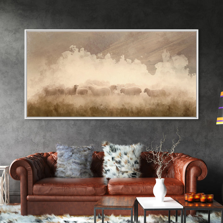 Soft Morning Haze, Framed Canvas Print, Christian Wall Art, Christian Art Canvas, Jesus Painting, Christian Decor, Christmas Art