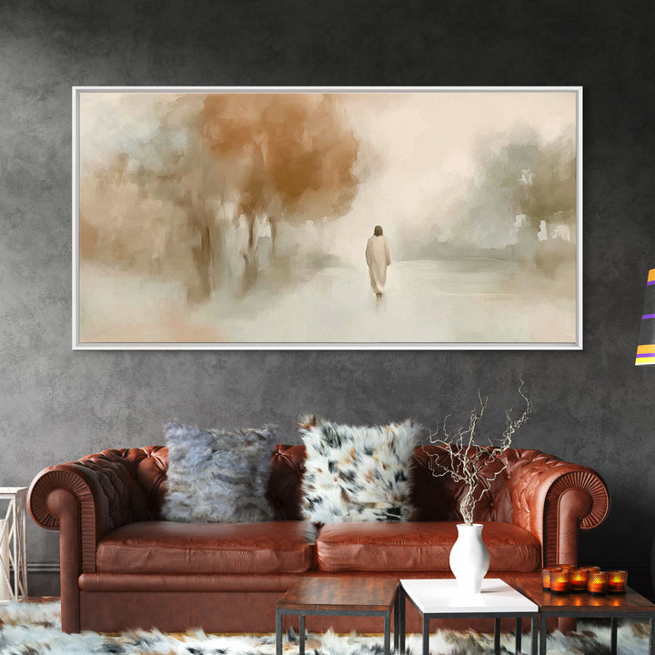 Autumn Walk Grace – Framed Canvas Print – Christian Wall Art – Christian Art Canvas – Christian Christmas Art – Jesus Painting – Christian