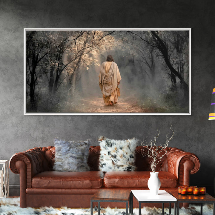 Walk In The Light, Framed Canvas Print, Jesus Painting, Christian Wall Art, Christian Art Canvas, Christian Decor, Christmas Art