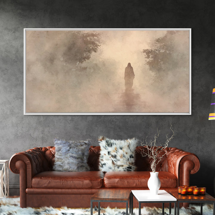 Misty Faith Walk – Framed Canvas Print – Christian Art Canvas – Jesus Painting – Christian Wall Art – Christian Gift Ideas – Christmas Art