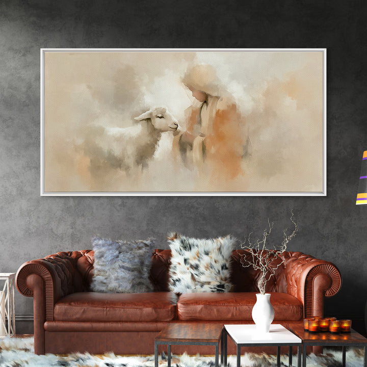 Shepherd’s Peace – Framed Canvas Print – Christian Wall Art – Christian Art Canvas – Jesus Painting – Christmas Art – Christian Christmas A