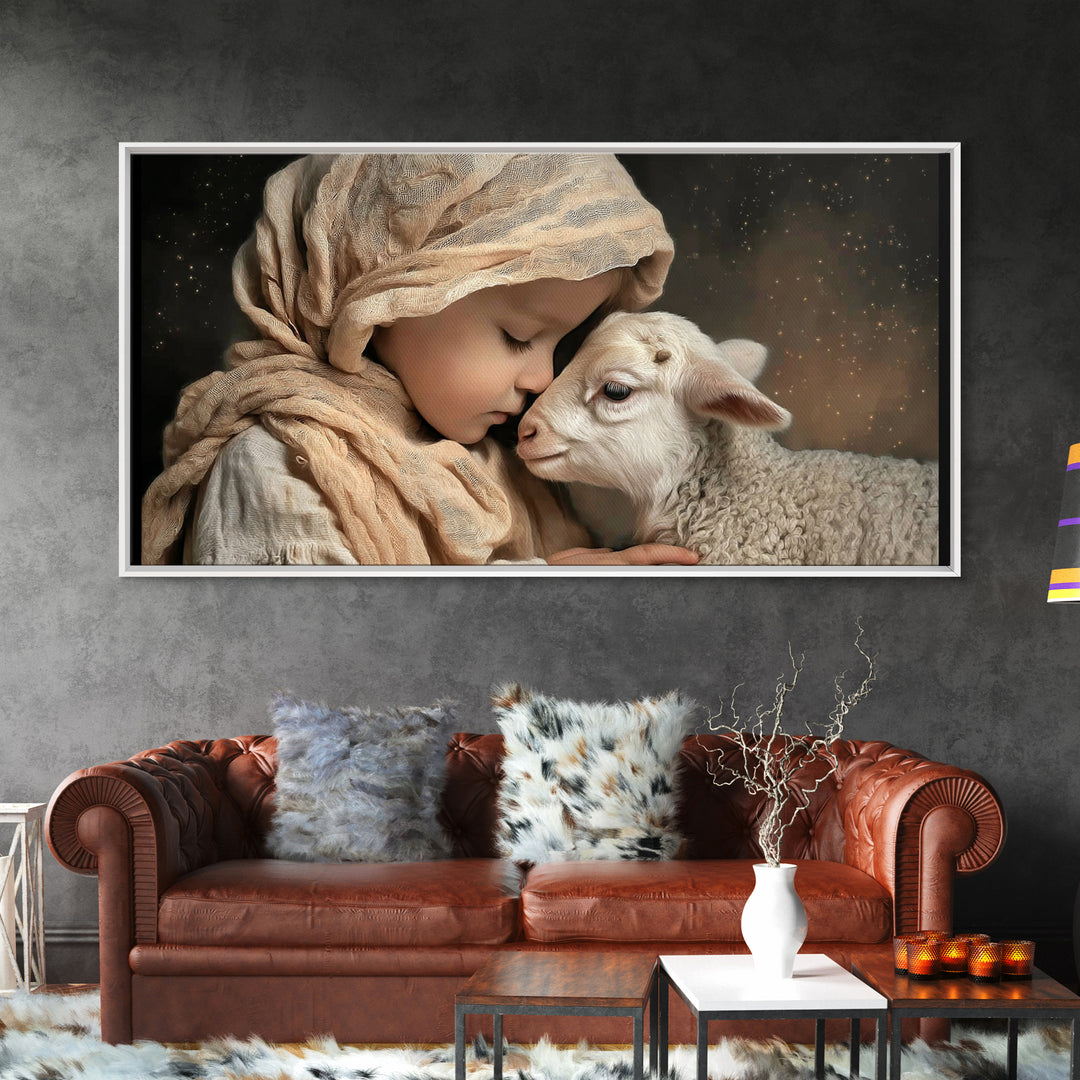Gentle Devotion – Framed Canvas Print – Christian Wall Art – Christian Art Canvas – Jesus Painting – Christmas Art – Vintage Christian Art
