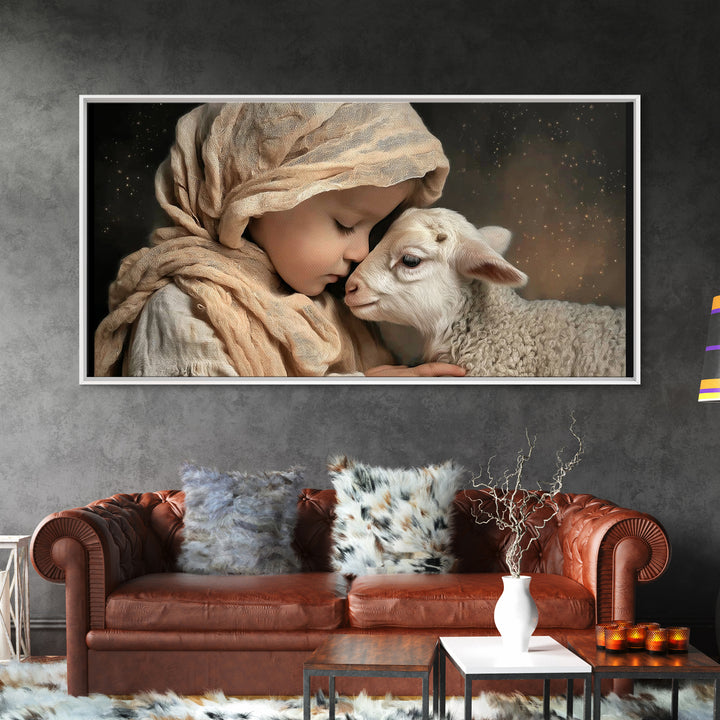Gentle Devotion – Framed Canvas Print – Christian Wall Art – Christian Art Canvas – Jesus Painting – Christmas Art – Vintage Christian Art