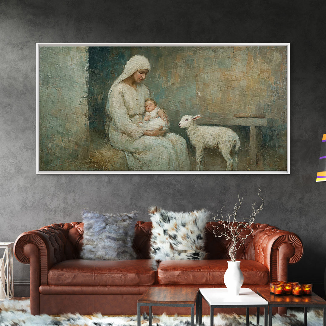 Holy Manger Calm – Framed Canvas Print – Christian Wall Art – Christian Art Canvas – Jesus Painting – Christian Christmas Art – Christmas W