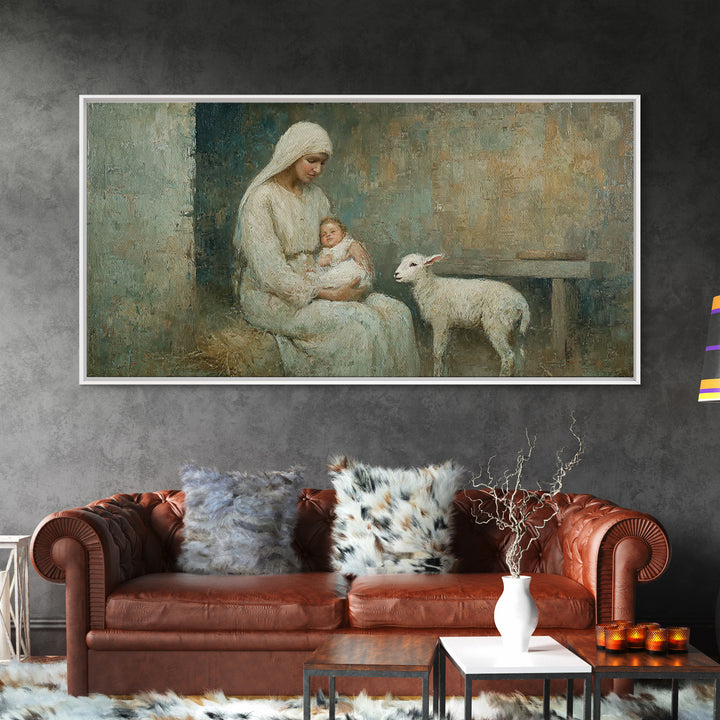Holy Manger Calm – Framed Canvas Print – Christian Wall Art – Christian Art Canvas – Jesus Painting – Christian Christmas Art – Christmas W