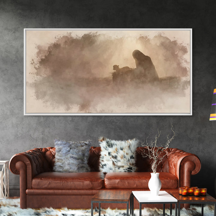Nativity Dawn – Framed Canvas Print – Christian Wall Art – Christian Art Canvas – Jesus Painting – Christian Christmas – Christmas Art – Ch