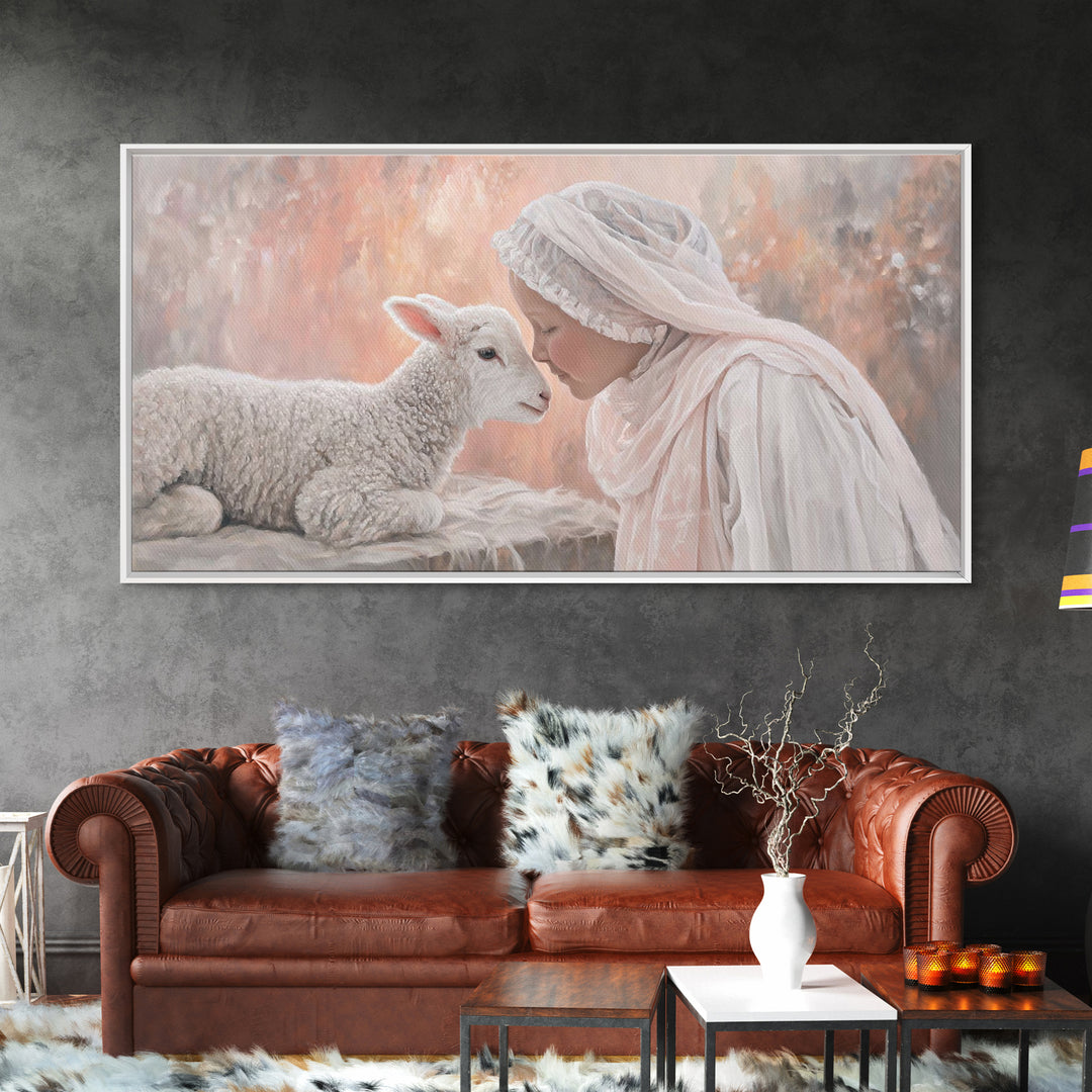 Sacred Stillness – Framed Canvas Print – Christian Wall Art – Christian Art Canvas – Christian Painting – Christmas Art – Christian Christm