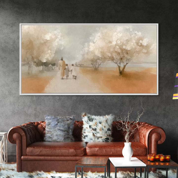 Blossom Walk – Framed Canvas Print – Christian Wall Art – Christian Art Canvas – Jesus Painting – Christian Gift Ideas – Modern Christian A