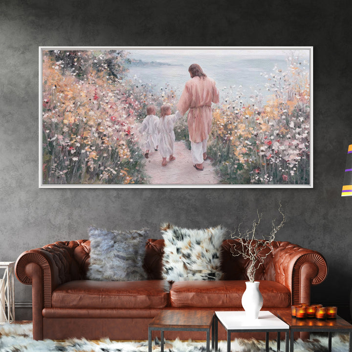 Meadow Grace – Framed Canvas Print – Christian Wall Art – Christian Art Canvas – Jesus Painting – Christian Gift Ideas – Minimalist Christi