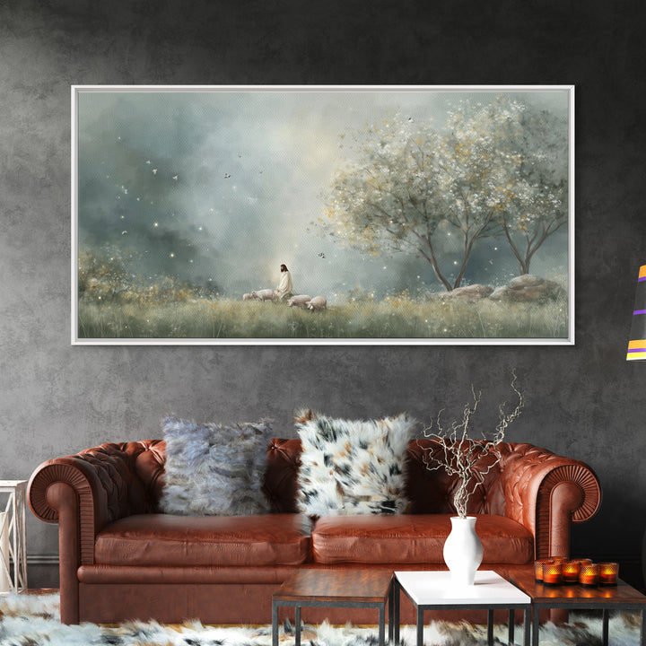 Blossoms Of Peace – Framed Canvas Print – Christian Wall Art – Christian Art Canvas – Jesus Painting – Christian Art Work – Large Jesus Pai