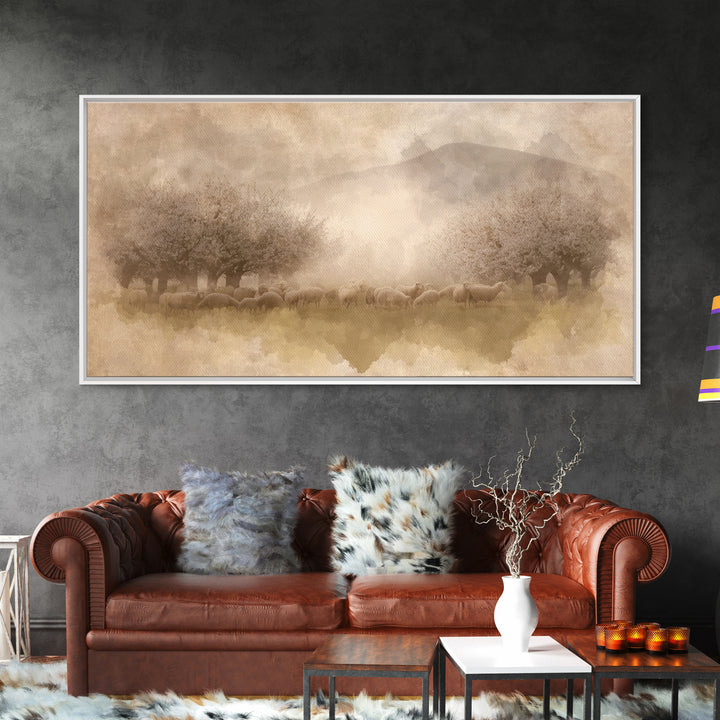 Meadow Of Peace , Framed Canvas Print, Christian Wall Art, Christian Art Canvas, Christmas Art Prints, Christian Christmas Art, Christian P