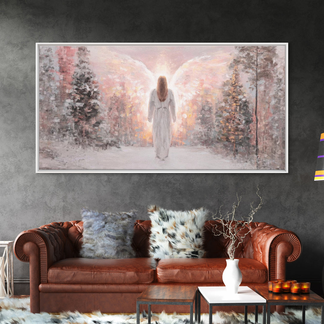 Radiant Messenger | Framed Canvas Print | Christian Wall Art | Angel Art | Christian Art Canvas | Christmas Art | Unique Christian Art