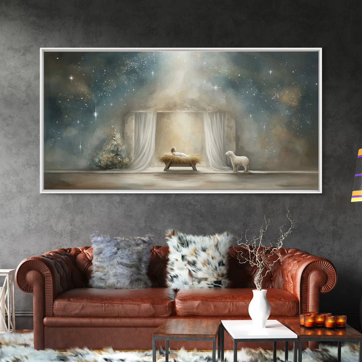 Nativity Wonder – Framed Canvas Print – Jesus Christmas Art – Christian Wall Art – Birth Of Jesus Painting – Christian Art Canvas – Christm