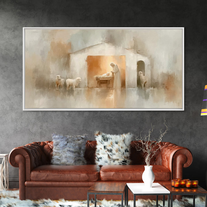 Bethlehem Stillness – Framed Canvas Print – Christian Christmas Art – Christian Wall Art – Christian Art Canvas – Jesus Painting