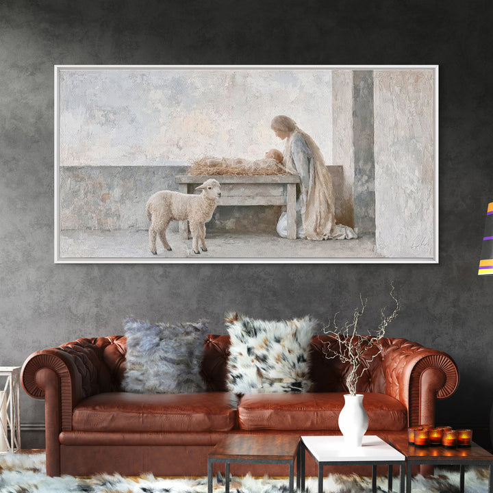 Sacred Dawn Light – Framed Canvas Print – Christian Art Canvas – Christian Christmas Art – Christian Wall Art – Jesus Painting