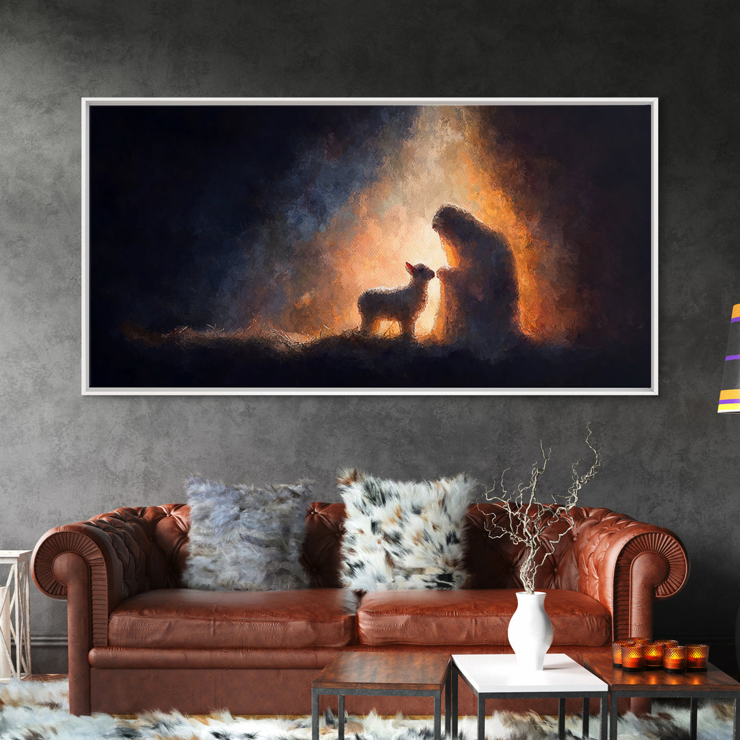 Shepherd’s Blessing – Framed Canvas Print – Christian Wall Art – Christmas Art – Christian Art Canvas – Jesus Painting