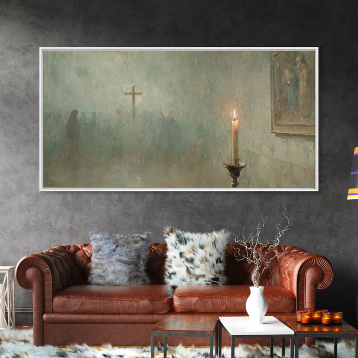 Silent Chapel Prayer – Framed Canvas Print – Christian Wall Art – Christian Art Canvas – Christian Paintings – Vintage Christian Art – Chri