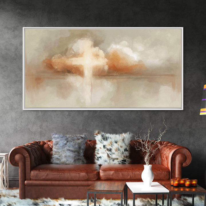 Radiant Cross Light – Framed Canvas Print – Christian Art – Christian Art Canvas – Abstract Christian Art – Christian Wall Art