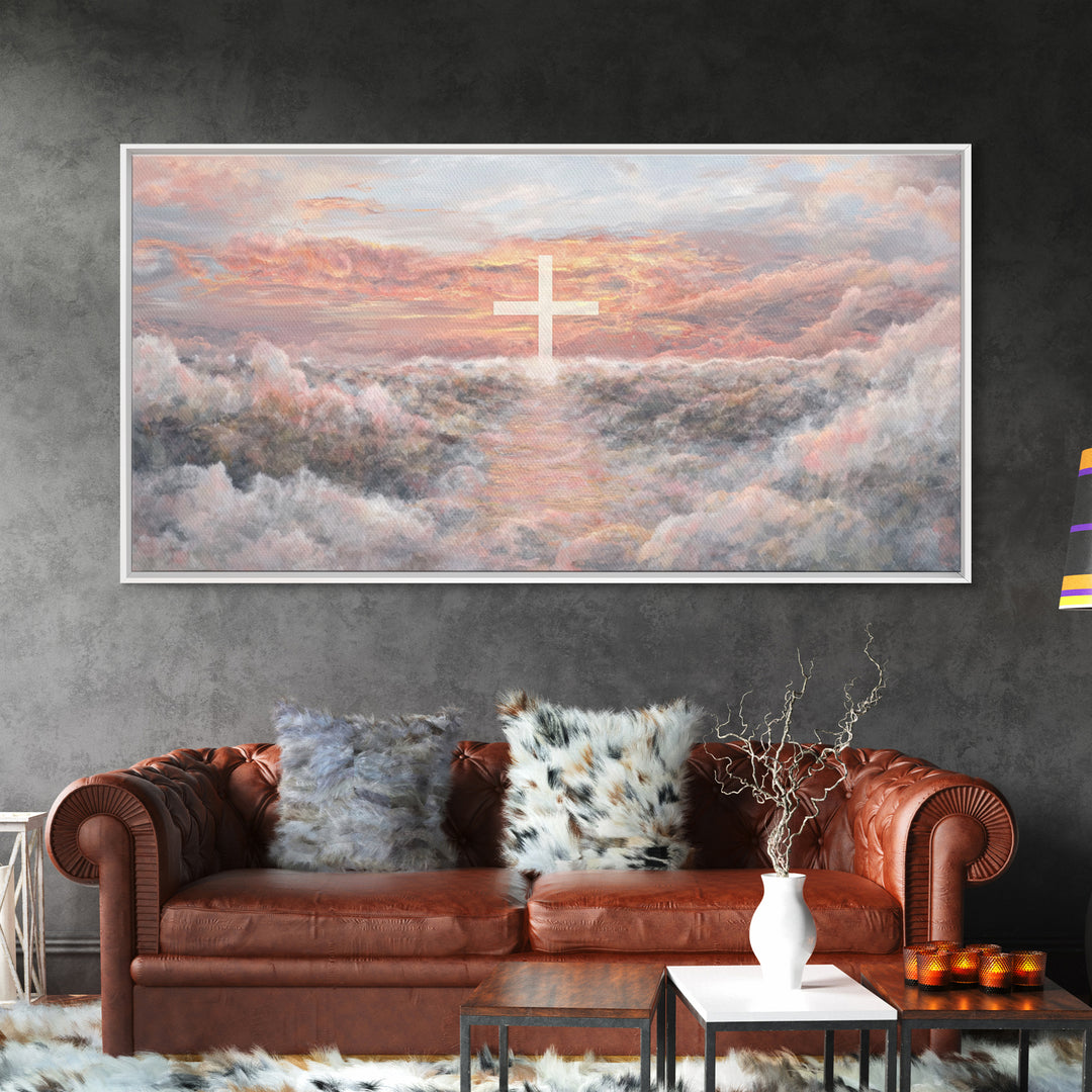 Heaven’s Dawn Path – Framed Canvas Print – Christian Art Canvas – Christian Wall Art – Large Christian Art – Christian Painting
