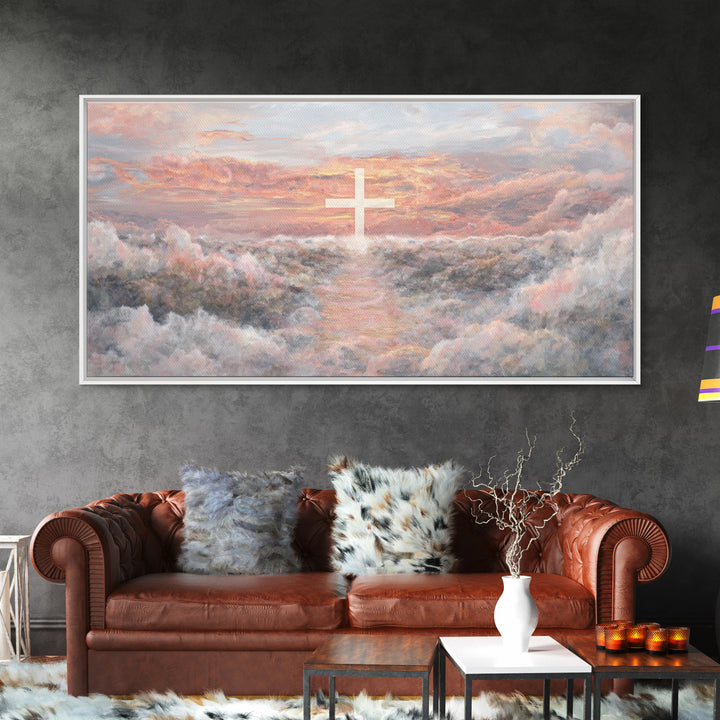 Heaven’s Dawn Path – Framed Canvas Print – Christian Art Canvas – Christian Wall Art – Large Christian Art – Christian Painting