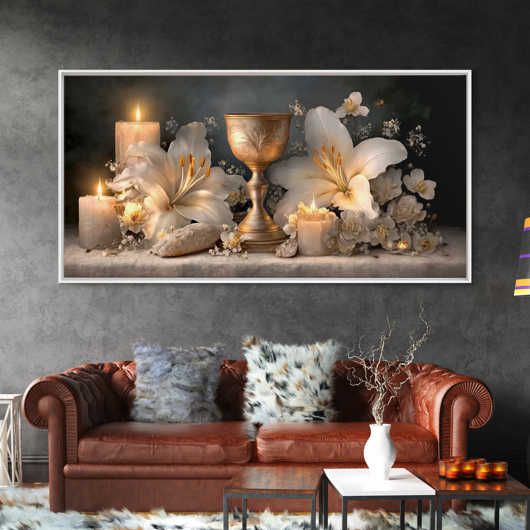 Holy Radiance - Framed Canvas Print - Christian Wall Art - Christian Art Canvas - Subtle Christian Art - Blue Christian Art - Christian Dec