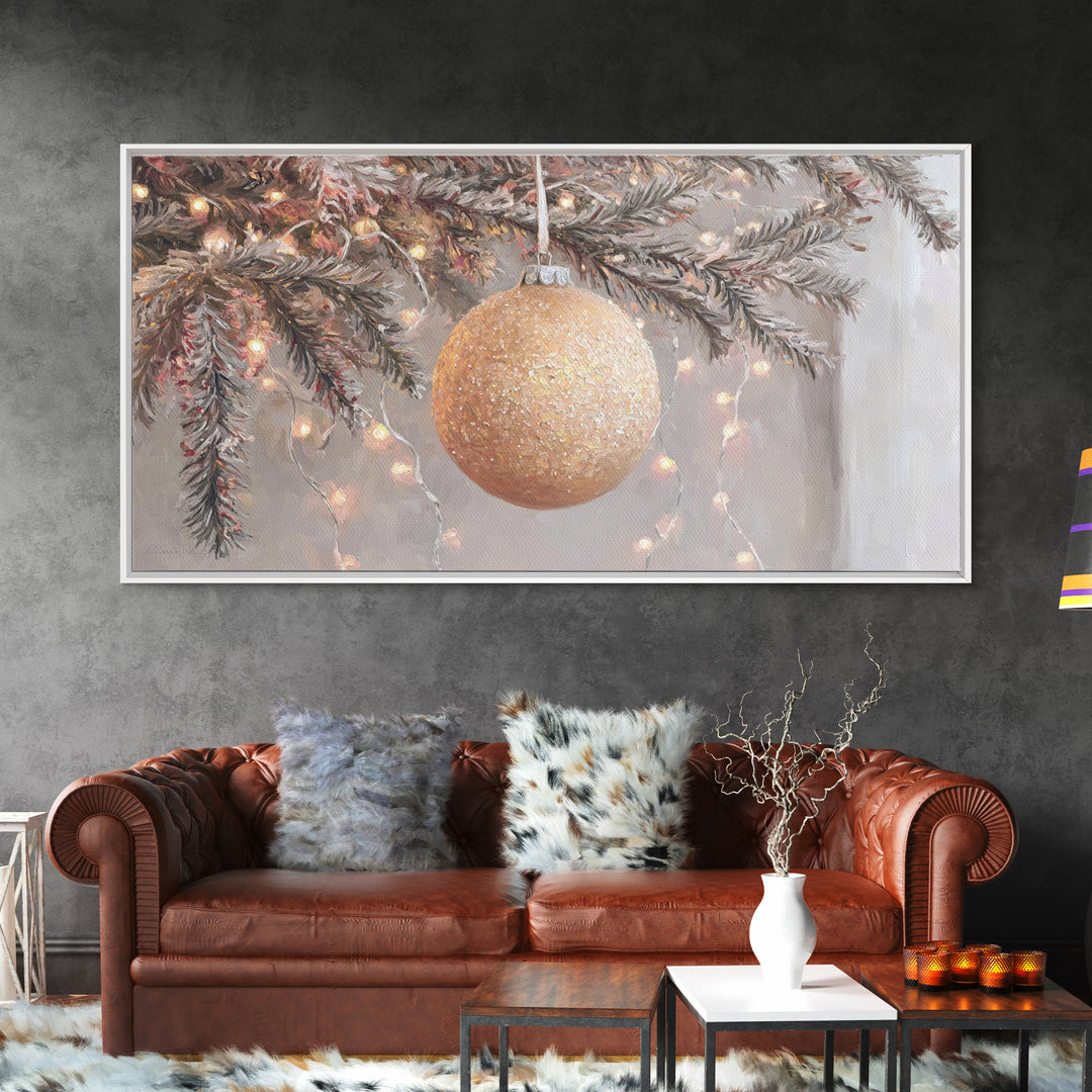 Ornament Glow – Framed Canvas Print – Christmas Art Prints – Modern Christmas Art – Christmas Canvas Wall Art – Christmas Art Work – Framed