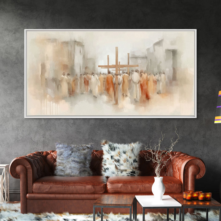 Crosswalk Journey – Framed Canvas Print – Abstract Christian Art – Christian Art Canvas – Modern Christian Painting – Christian Art Prints
