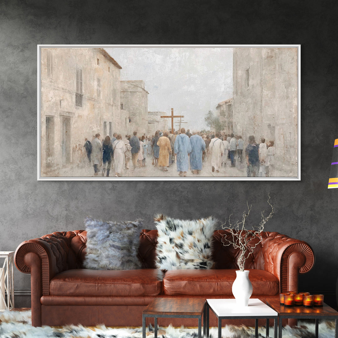 Pilgrims Of Hope – Framed Canvas Print – Christian Art Work – Subtle Christian Art – Christian Wall Art – Minimalist Christian Art – Christ