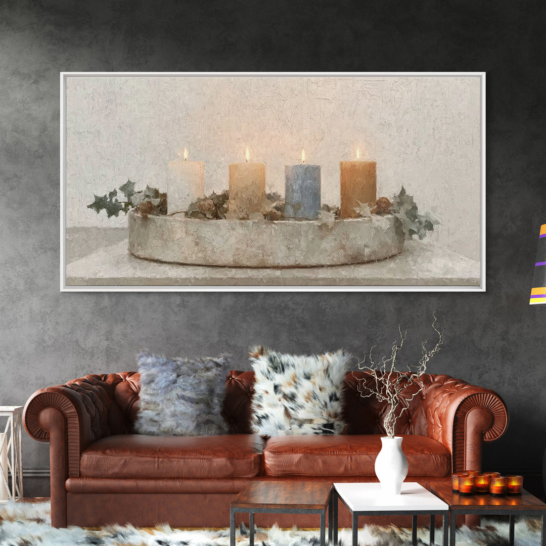 Winter Candle Peace – Framed Canvas Print – Christian Art Canvas – Christian Wall Art – Christmas Art – Christian Christmas Decorations – C