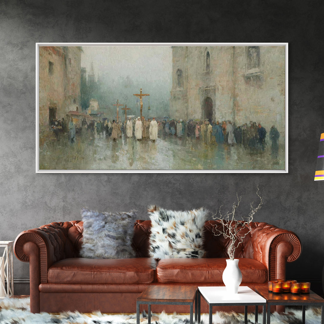 Sacred Procession – Framed Canvas Print – Christian Wall Art – Christian Art Canvas – Jesus Painting – Vintage Christian Art – Christmas Wa