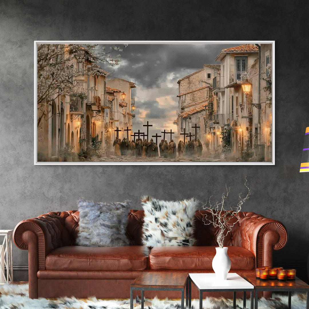 Morning Devotion | Framed Canvas Print | Christian Art | Christian Art Canvas | Christian Paintings | Moody Christmas Art | Christian Decor