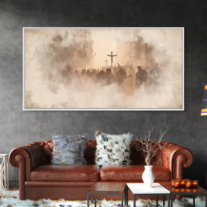 Silent Reverence, Framed Canvas Print, Christian Wall Art, Christian Art Canvas, Christian Christmas Art, Subtle Christian Art, Vintage Chr