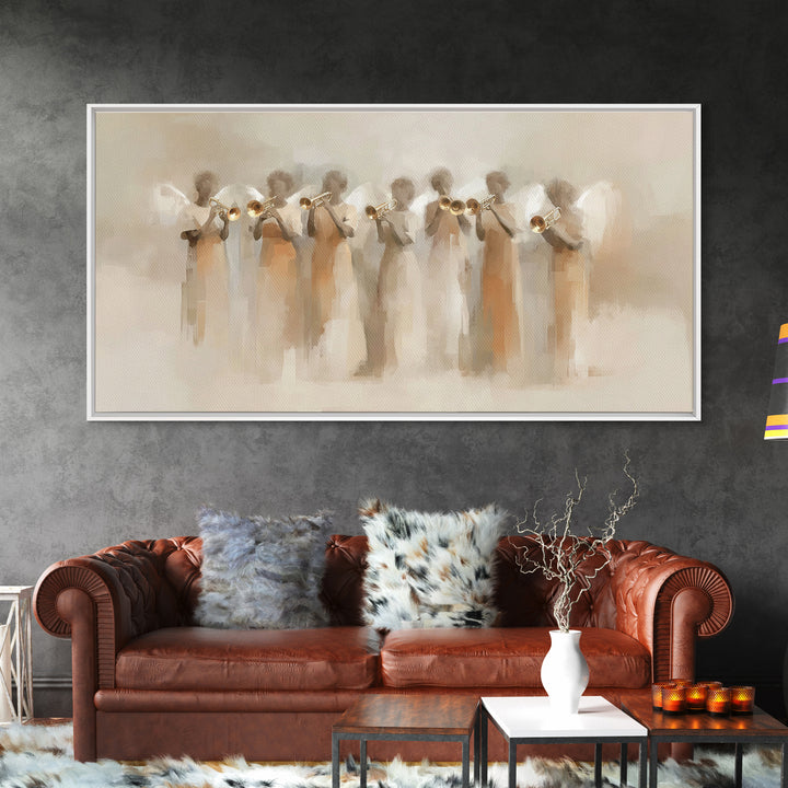 Angelic Ensemble | Framed Canvas Print | Christian Art Canvas | Modern Christian Art | Christian Painting | Christmas Art Work | Christian