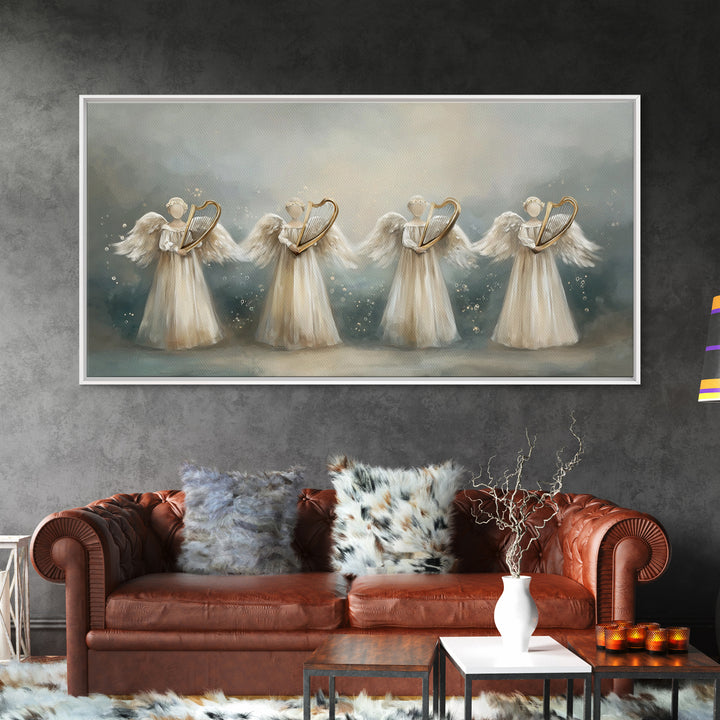 Harp Of Grace | Framed Canvas Print | Christian Art | Christian Art Canvas | Vintage Christian Art | Christmas Wall Art | Christian Christm