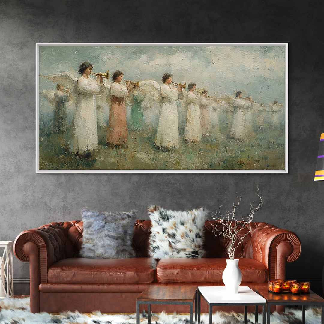 Trumpets Of Light – Framed Canvas Print – Christian Wall Art – Christian Art Prints – Christian Painting – Christmas Art Work – Christian C